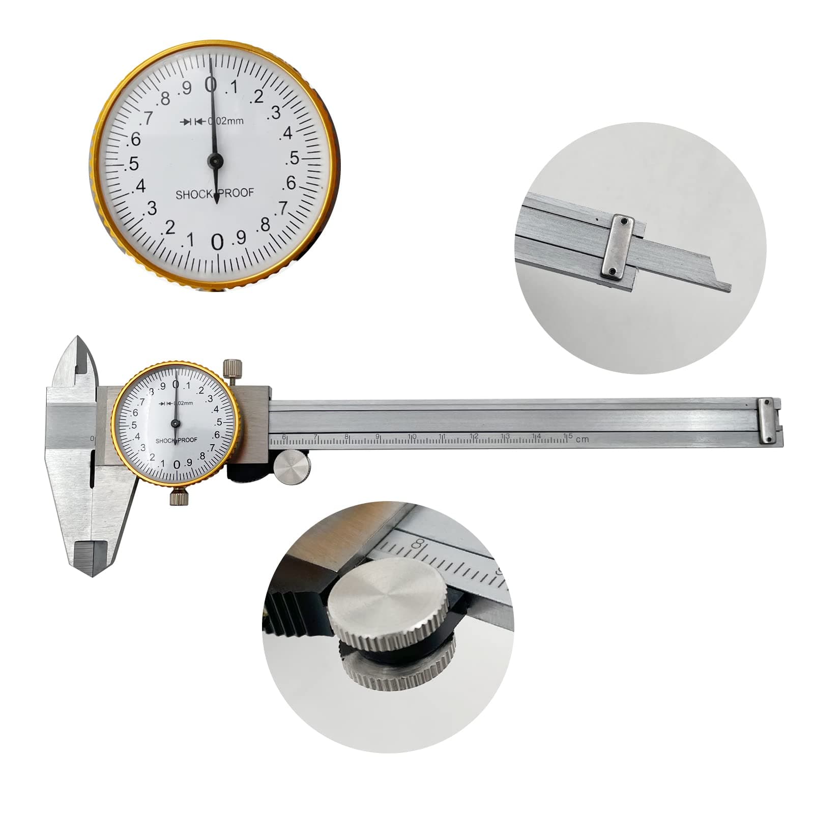 Dial Calipers 0-6" Range with 0.001" High Precision Industry Stainless Steel Vernier Caliper Shockproof Metric Measuring Tool