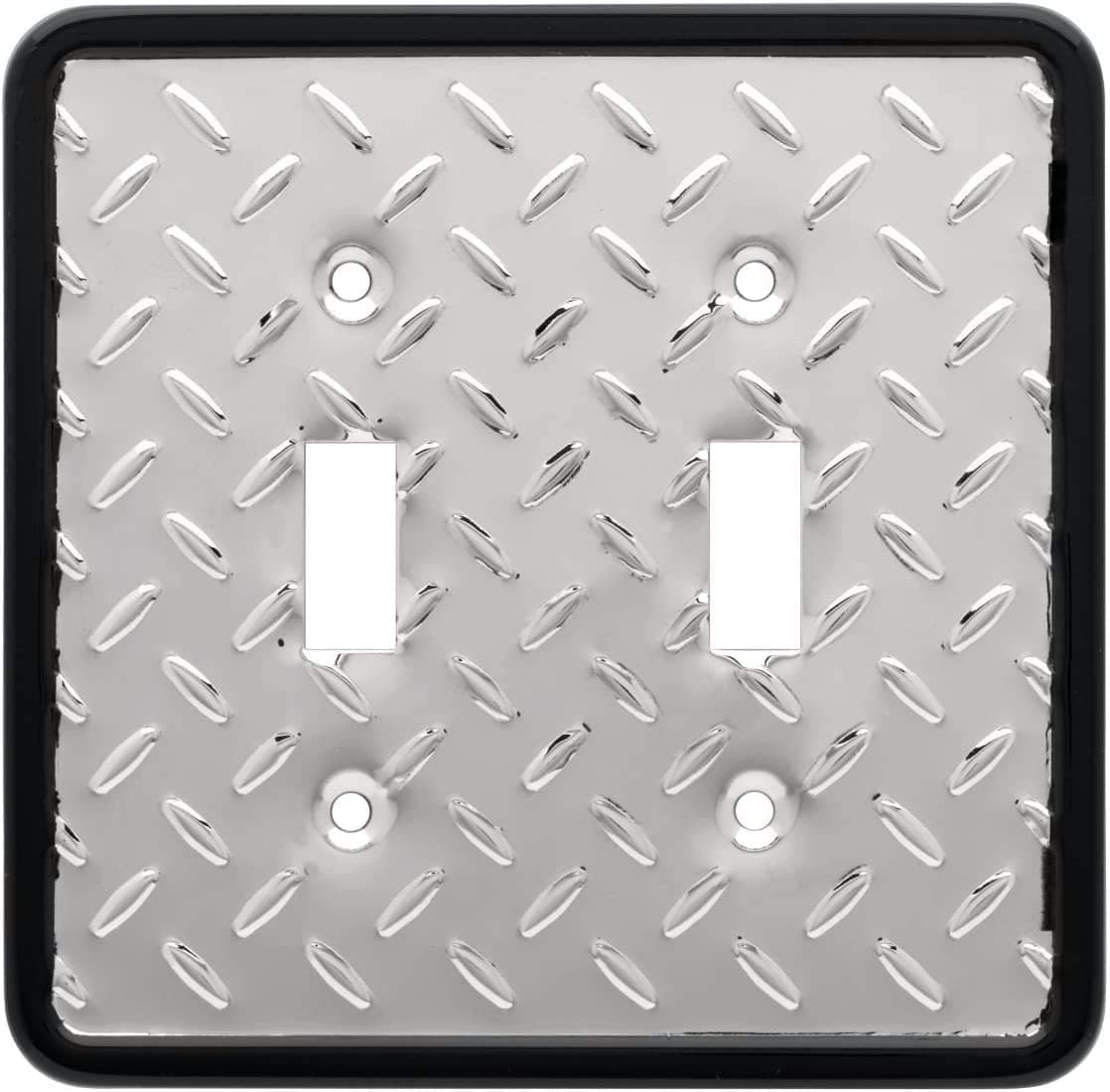 Franklin Brass Diamond Plate Double Toggle Switch Wall Plate - 2-Gang - ETL Certified - Decorative Light Switch Cover - Easy to Install - 135861 - Polished Chrome