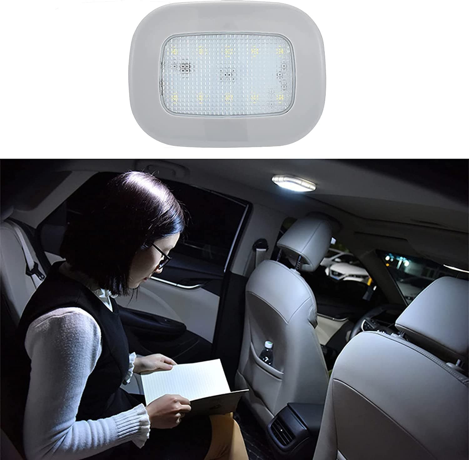 Excefore Car LED Lights, Interior Portable Small Incar LED Touch Lights with 10 Bright LED Lamp Beads, USB Rechargeable Lighting Light car emergency light (Warm White Light)