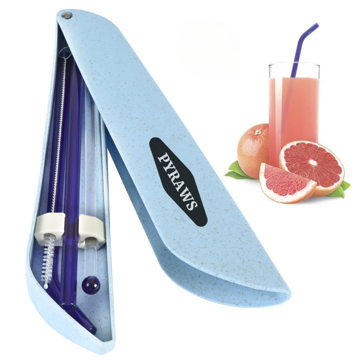 Reusable Glass Drinking Straws | Wheat Straw Box Multi Color 8" x 8 mm Straight and Bent Straws Set | Perfect for Home, Office or Gift - Colorful Borosilicate Shatterproof and Heat-Resistant