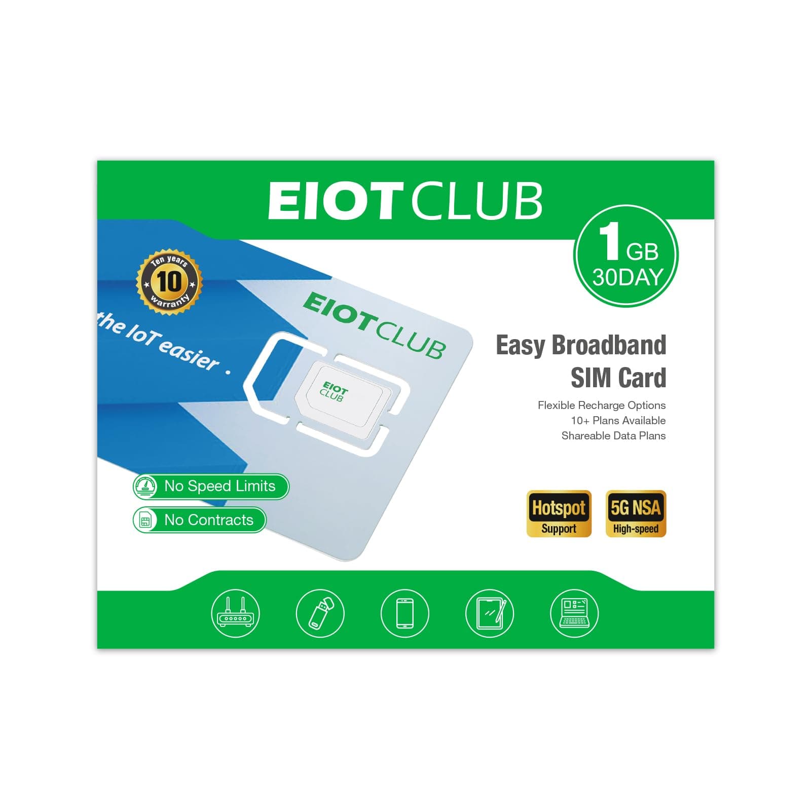 Data Only SIM Card - Ideal for Mobile WiFi Hotspots, Routers, USB Sticks, Laptops, Tablets, No Contract | 5G/4G LTE Network in USA Coverage | 3-in-1 SIM Card