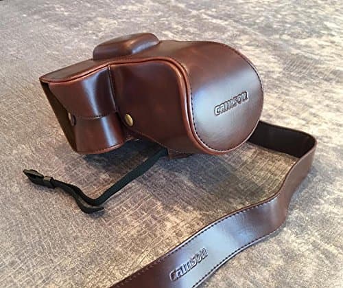 CamsonLeather Camera Case Bag and Strap for Nikon D3400, D3300, D3200 with 18-55 Lens (Vintage Brown)