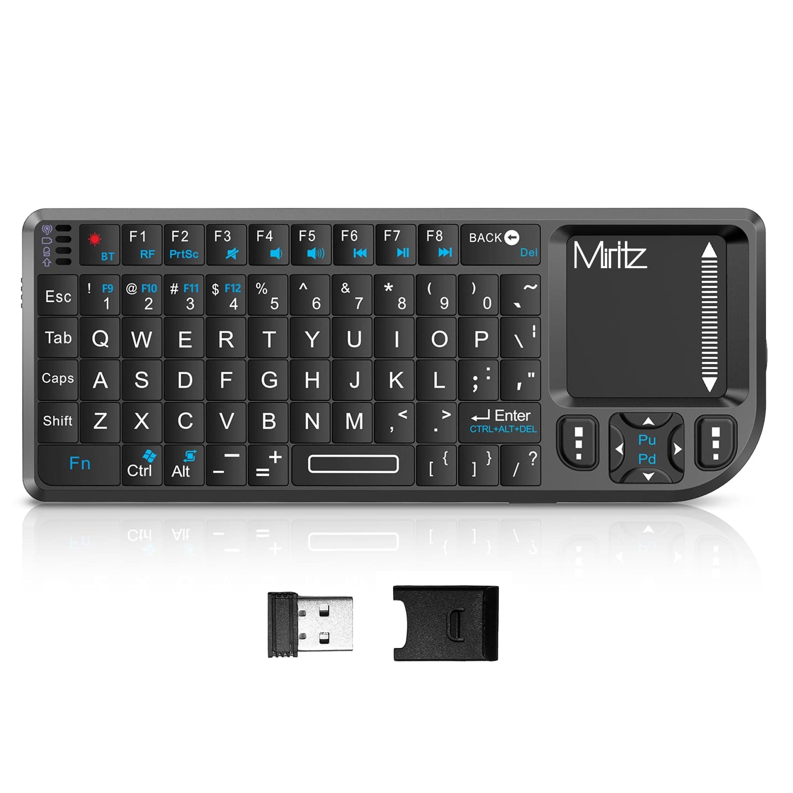 Miritz2.4G Wireless Mini Keyboard and Mouse Touchpad Remote Control Windows/Android/Google/Smart TV/HTPC/IPTV/Mac OS/Linux Black