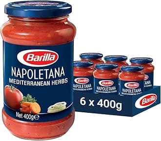 Barilla Pasta Sauce - Napoletana 400 gm, Non - GMO Project Verified, Vegan, Gluten free, No added Colour or Presevatives (Pack of 6)