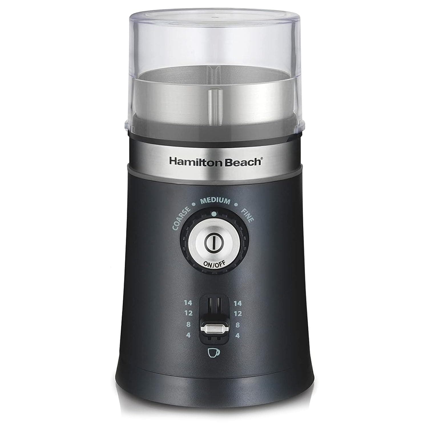 Custom Grind™ Coffee Grinder for beans/spices, 5 size settings-coarse to fine, capacity for 4 to 14 cups coffee, stainless steel bowl for easy pour and cleaning, 80393R-ME