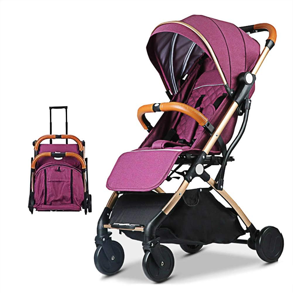 Lightweight Stroller,Compact Travel Buggy,One Hand Foldable,Five-Point Harness,Great for Airplane (Purple)