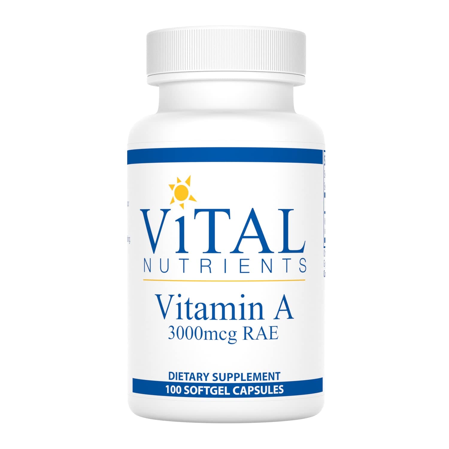 Vital NutrientsVitamin A - Supports Immune Function and Vision - 100 Softgels per Bottle - 3000 mcg