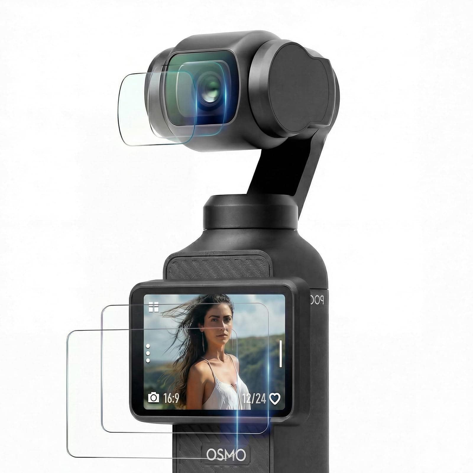 [2 Set 4 Pcs] T Tersely Screen Protector for DJI Osmo Pocket 3, Tempered Glass Screen Protector Front Lens Camera + Film for DJI Osmo Pocket3 (2023 Released)