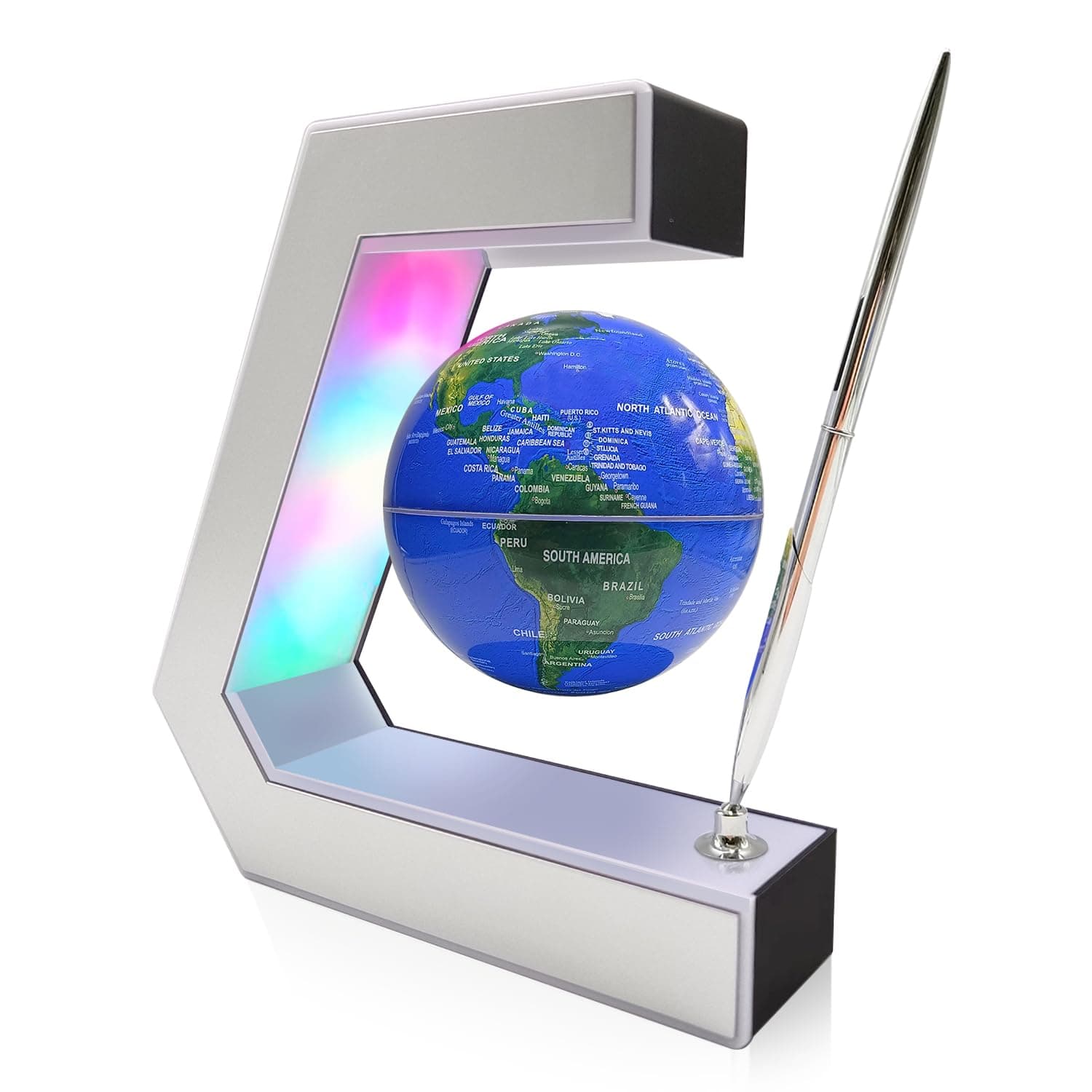 Flagest Magnetic Levitation Globe with LED Lights & Touch Control and Pen, Floating Globes for Educational Home Office Desk Bookshelf Decor, Birthday Anniversary Holiday Creative Gift(3.3 Inches Globe)