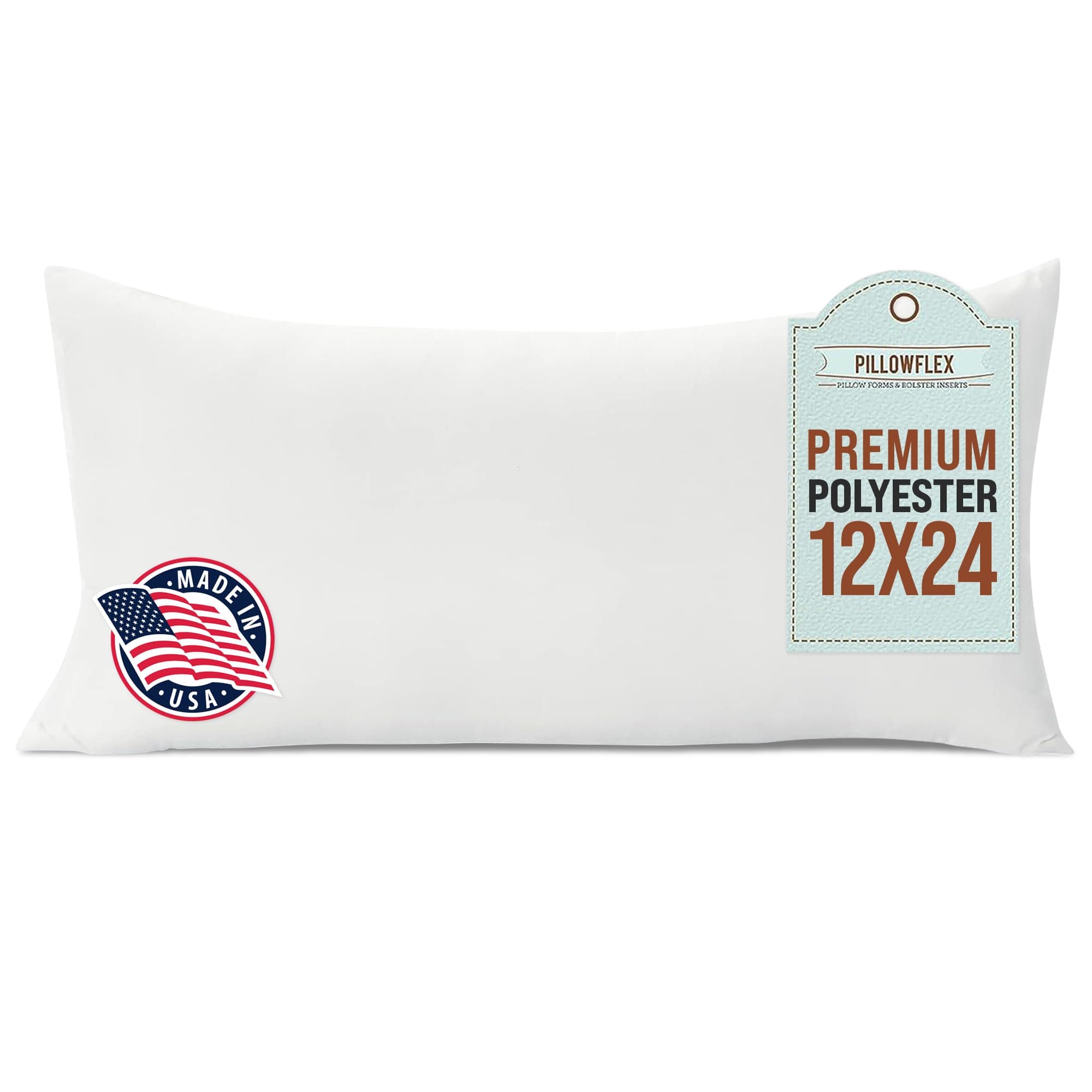 Pillowflex Premium Polyester Throw Pillow Insert - 12x24 - Ultra Soft Large Rectangle Throw Pillow, Couch Sham, Lumbar, Back, Sofa - Machine Washable - Decorative Accent Form - 1 Soft Pillow