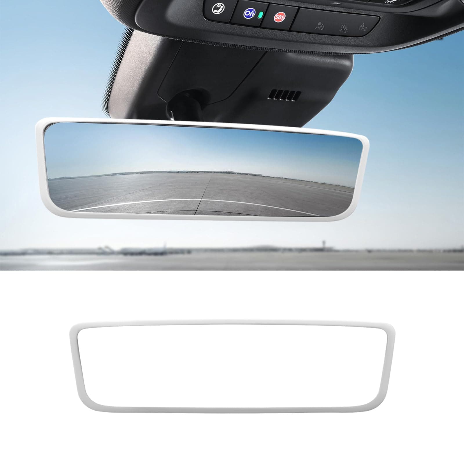 Car Rear View Mirror Protector Frame, Silicone Auto Rearview Edge Protection Cover Compatible with Model 3 Model Y, Interior Rear View Trim Frame Decoration, Car Accessories (White)