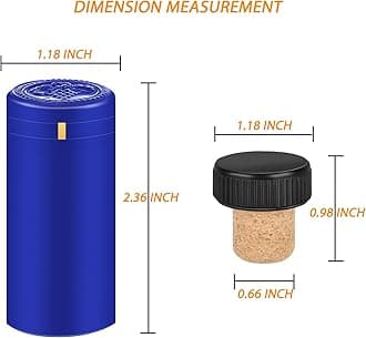 PVC heat shrink capsules 40 count dark blue and 40 wine bottle cork stoppers, wine preservation set for cruise, wine seal shrink wrap sleeves caps tops wine capsules for making cellars