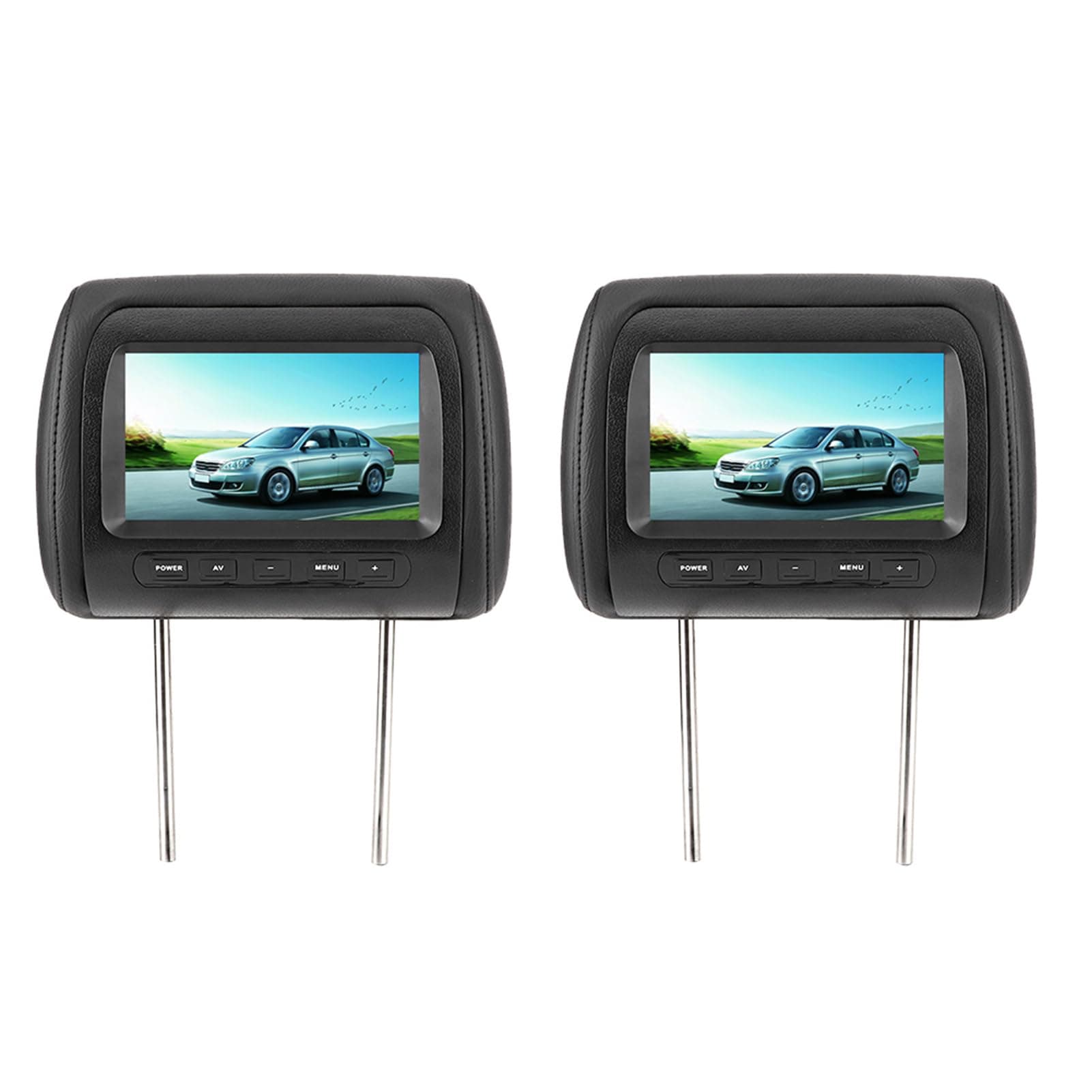 2 Pieces 7 Inch Wireless Control Adjustable Headrest LCD Video Monitor Screen MP5 Black for Car Universal HD Screen 800 X 480 RGB with Infrared Transmitter