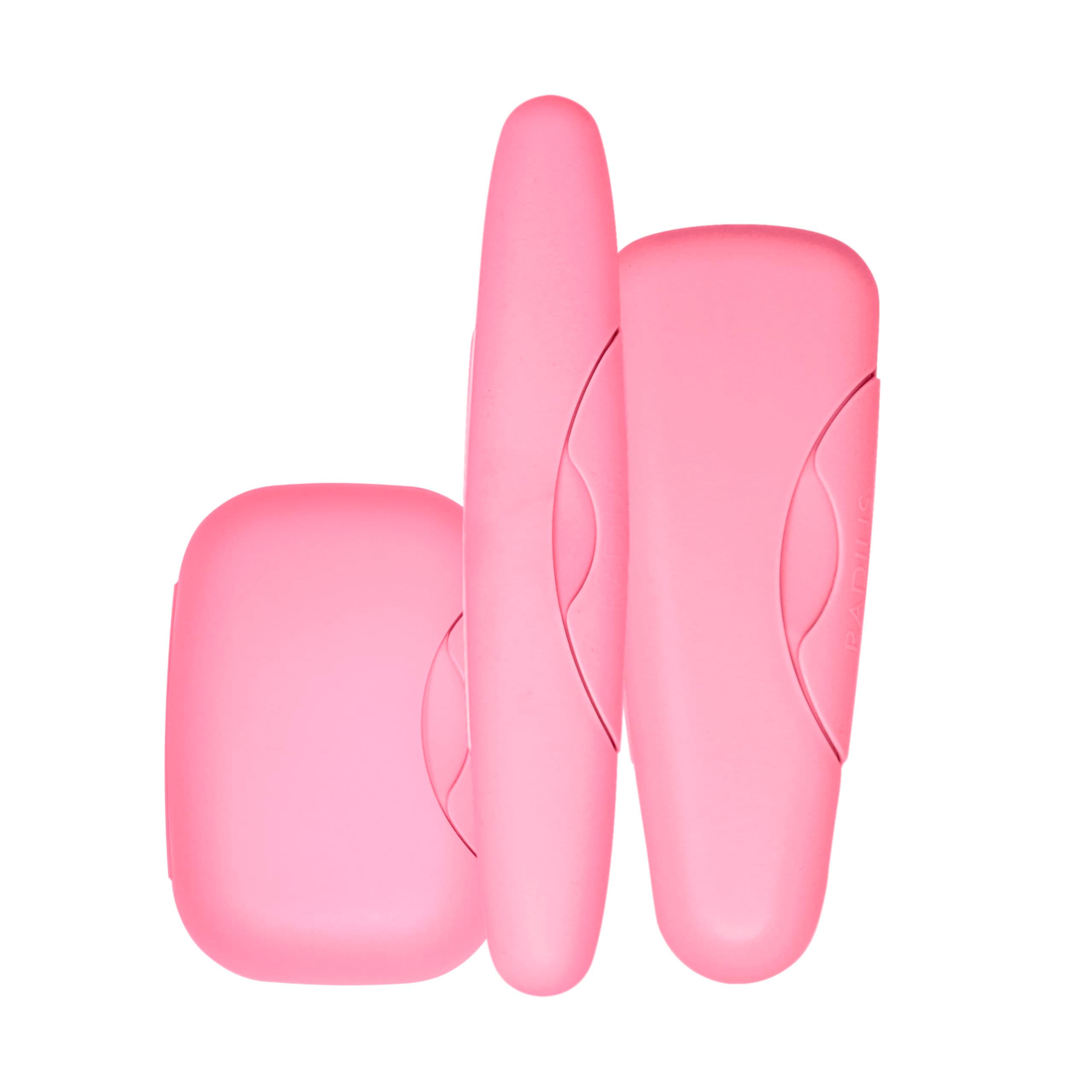 RADIUS Travel Case Value Pack, 3 Count (Toothbrush, Razor, Soap), BPA-Free Recycled Plastic, Portable for Bathroom, School, Home, Camping - Pastel Pink