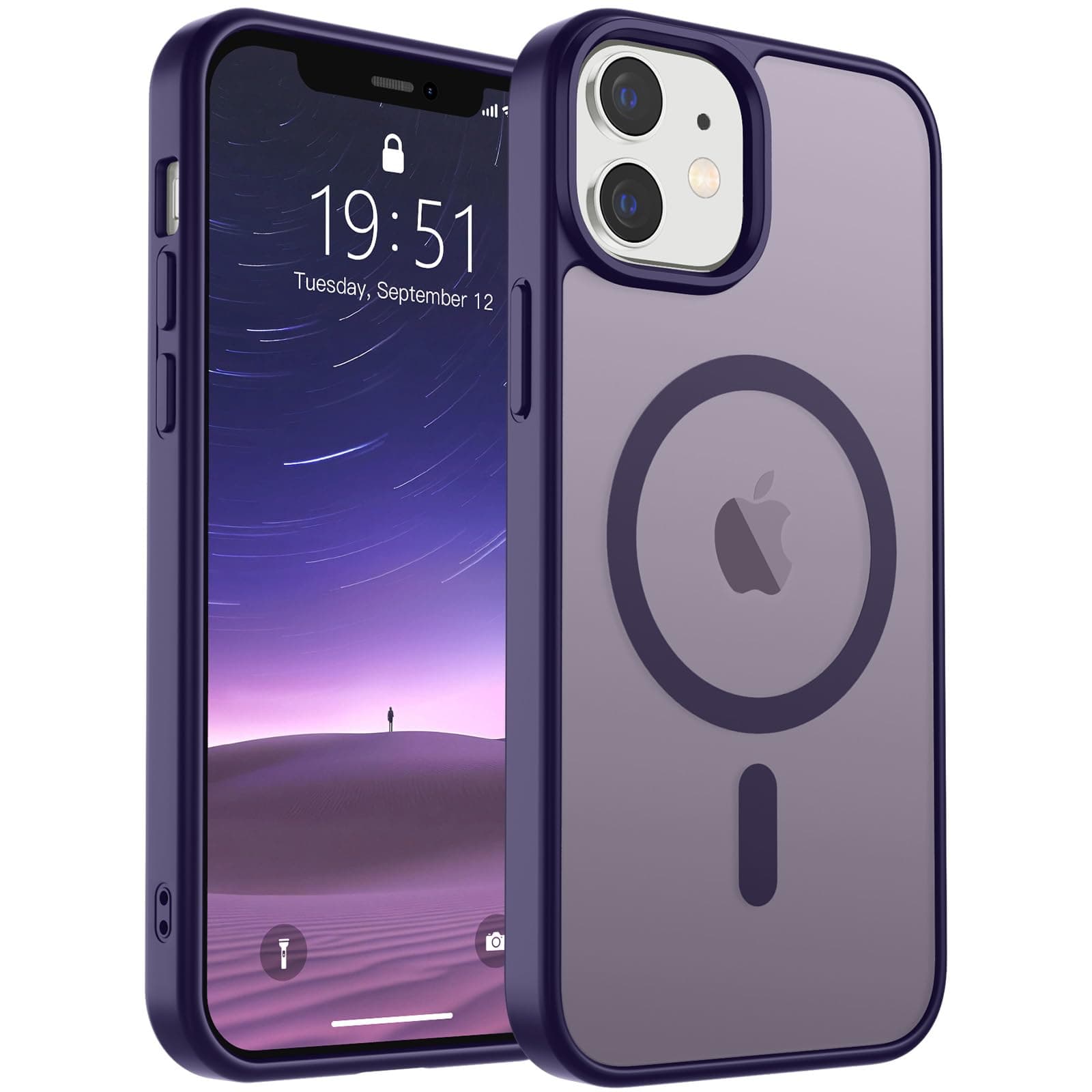 supfine Magnetic for iPhone 12 Case/iPhone 12 Pro Case (Compatible with MagSafe)(10 FT Military Grade Drop Protection) Slim Translucent Matte Shockproof with Anti-Fingerprint Phone Case,Dark Purple