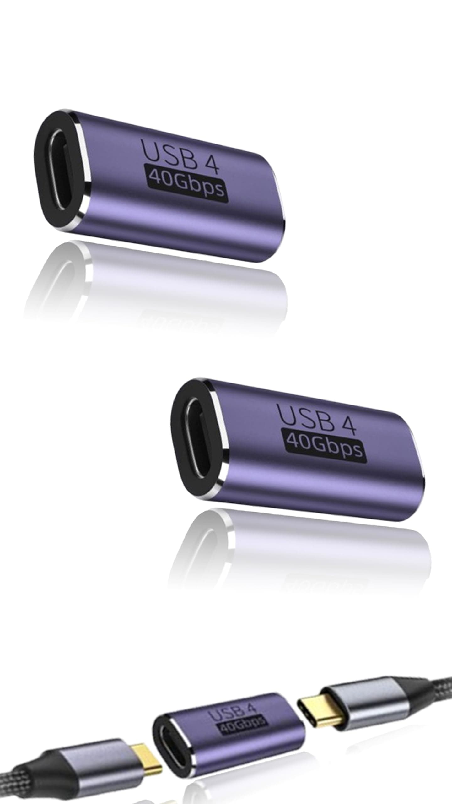 – USB C Female to Female Adapter, 2 Pack USB Type C Coupler, Compatible with Thunderbolt 4/3 Support up to 40Gbps Data Transfer, 100W Power Delivery, and 8K@60Hz Video Pass-Through, More Type C Devices