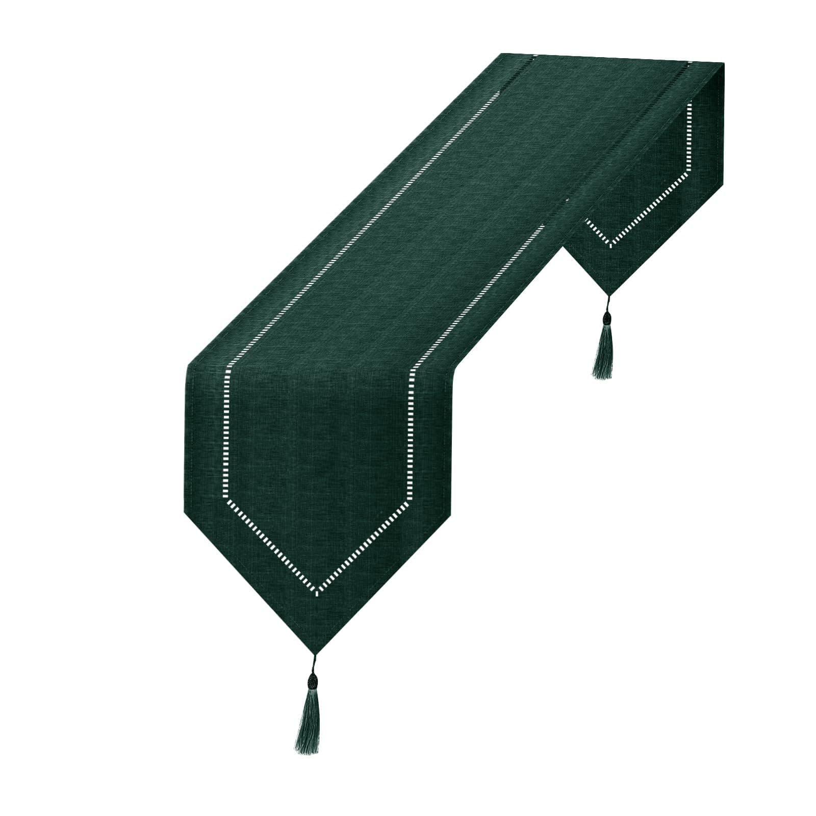 Dark Green Table Runner, 70.8*12.5 inches Table Runner with Tassels, Home Decoration Table Decoration for Dining Room/Restaurant/Banquet/Christmas Decoration