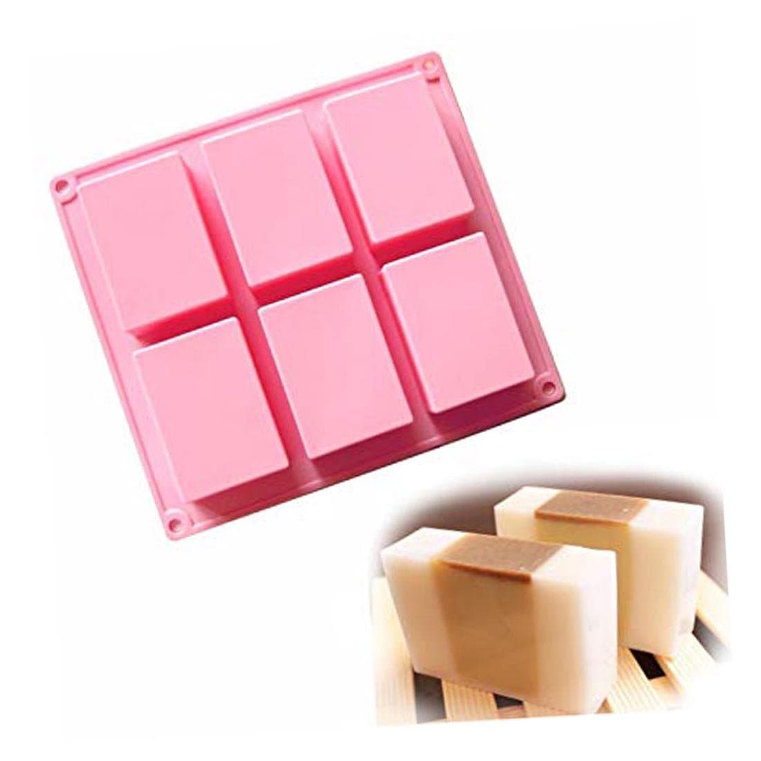 Home Bargain 6 Cavity Rectangle Soap Bar Bake Mold Silicone Mould Tray Homemade
