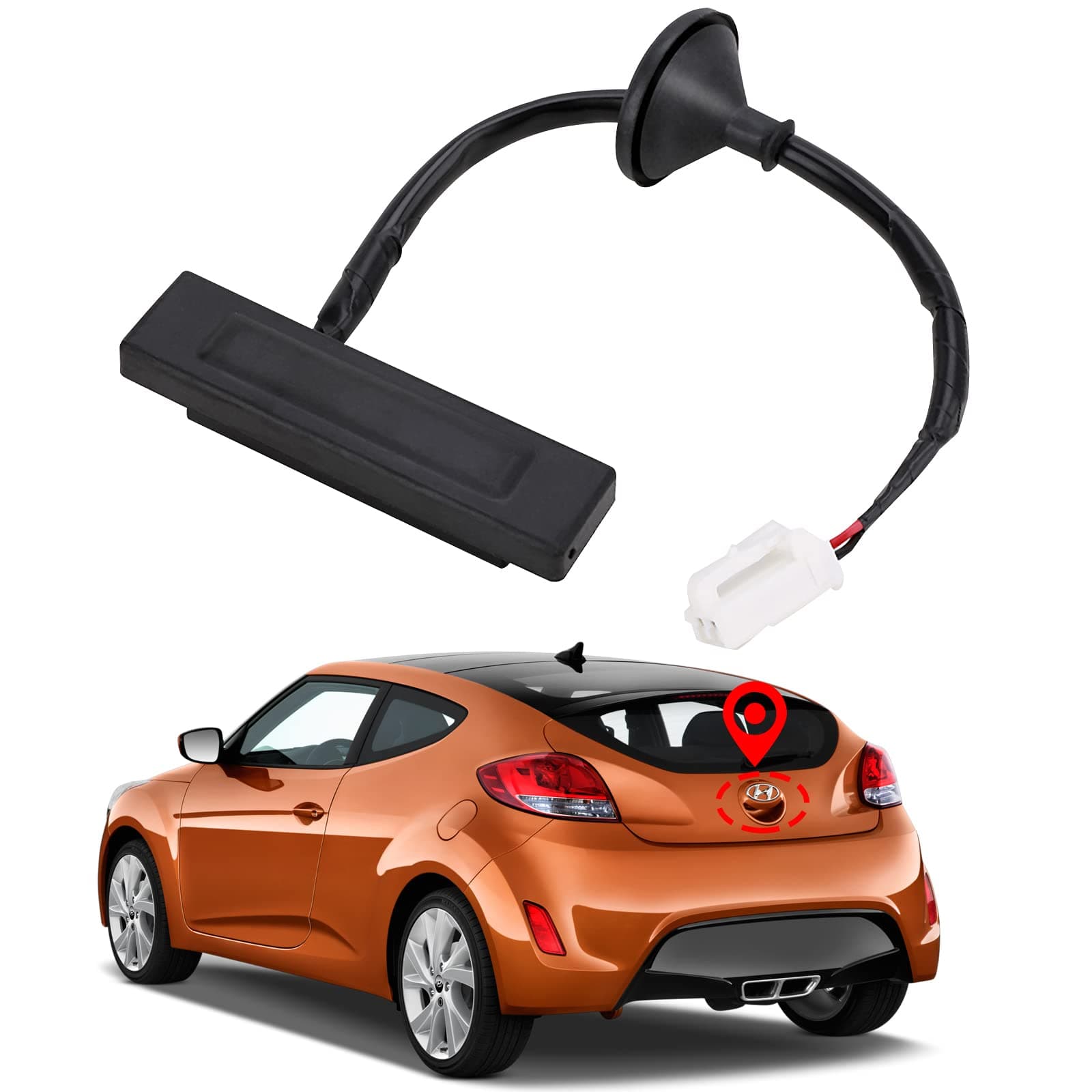 Yinlowa Hatch Release Button Trunk Latch Switch Compatible with 2012-2017 Hyundai Veloster 1.6L - Replaces 81260-2V000 812602V000 Rear Back Tailgate Outside Handle Lock Assembly (Without Camera)