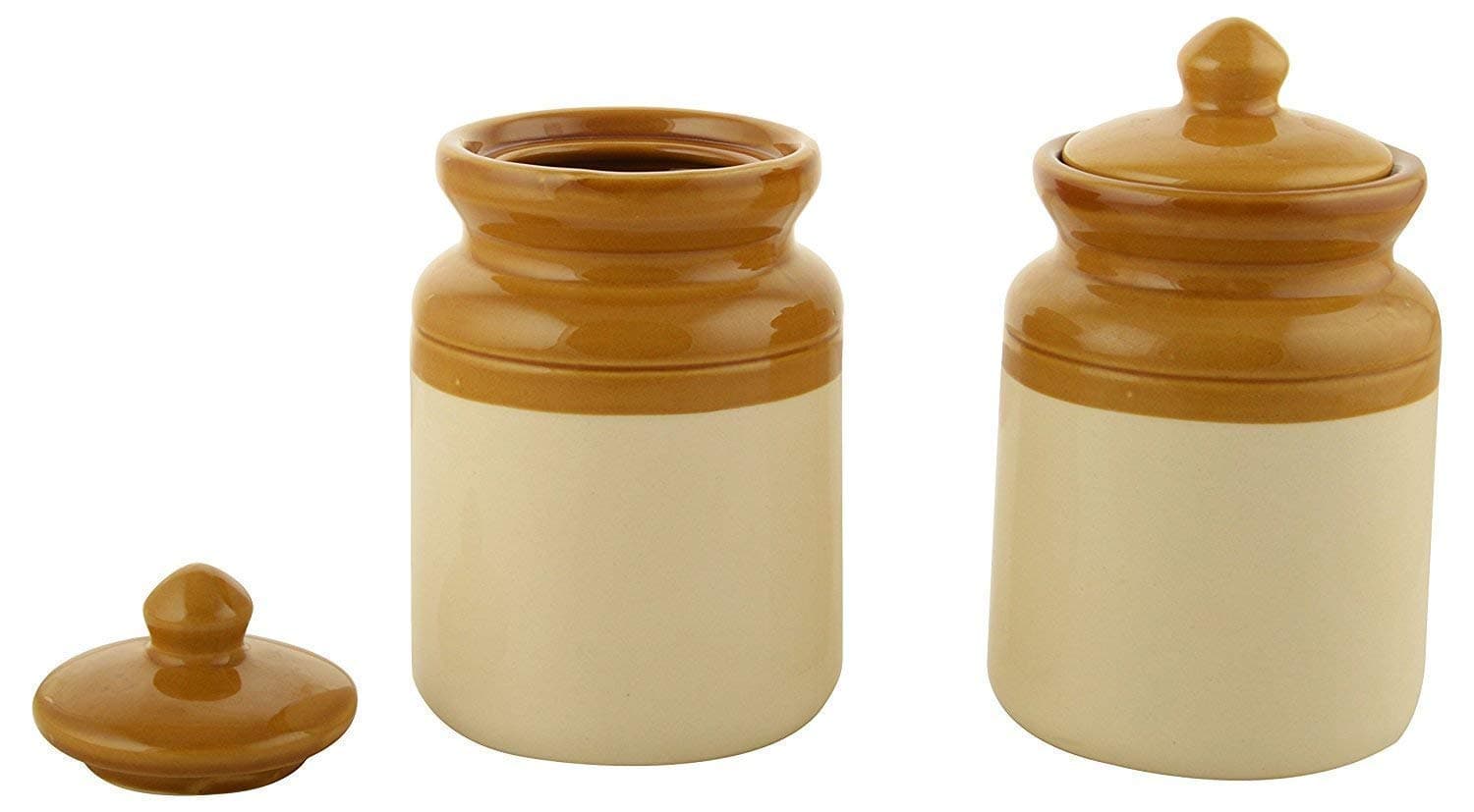 S C ENTERPRISE Ceramic Handmade Pickle Jar Set with Lid, Dining Table cokrin Storage Jar for Pickle Containers and an Ideal Gift for Family (not Include Stand) (Set of 1, 250 Ml) (1, 250)