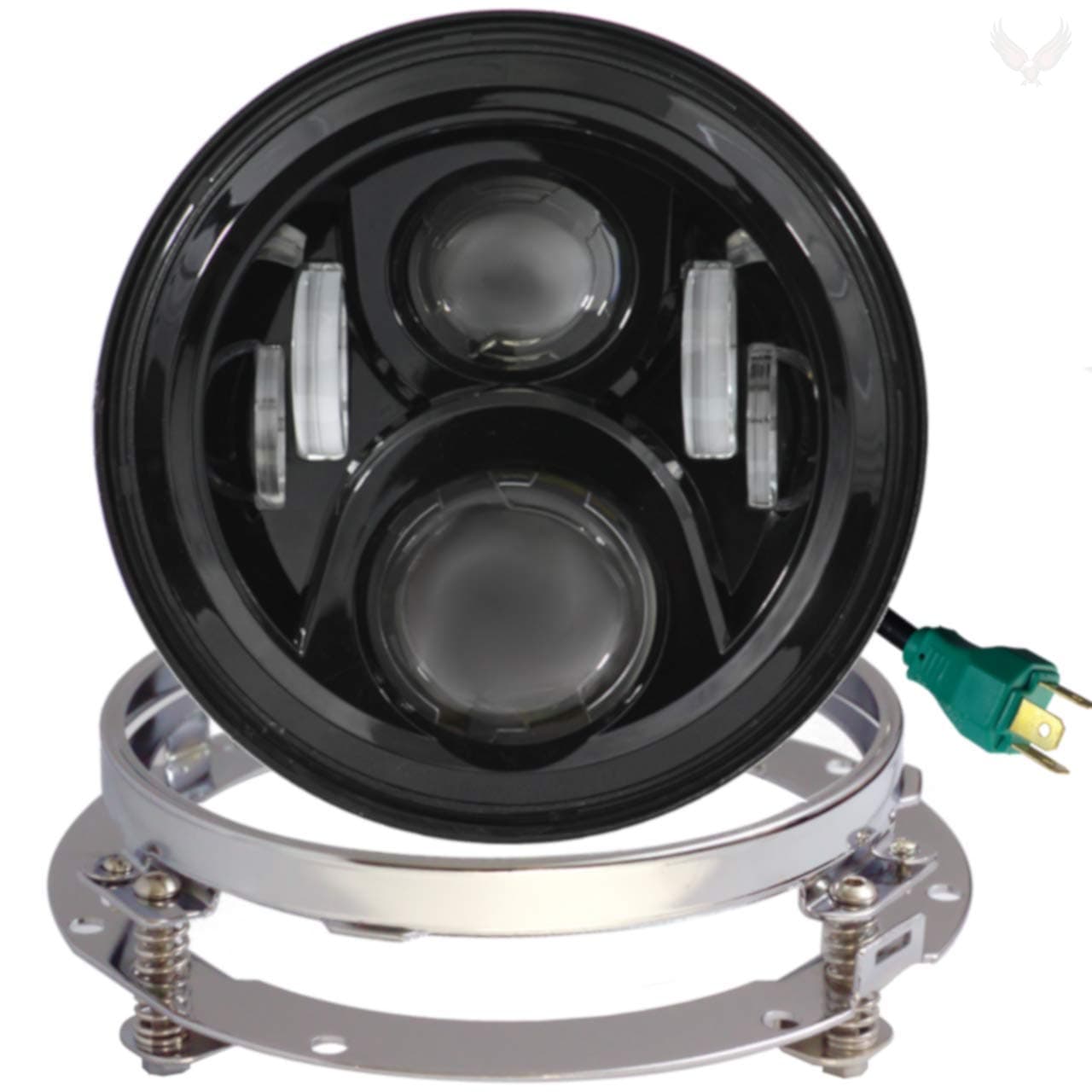 Eagle Lights 8700BG2R 7" LED Headlight for Harley Davidson and Indian Motorcycles - Generation II/Black Kit/Add Adapter Ring