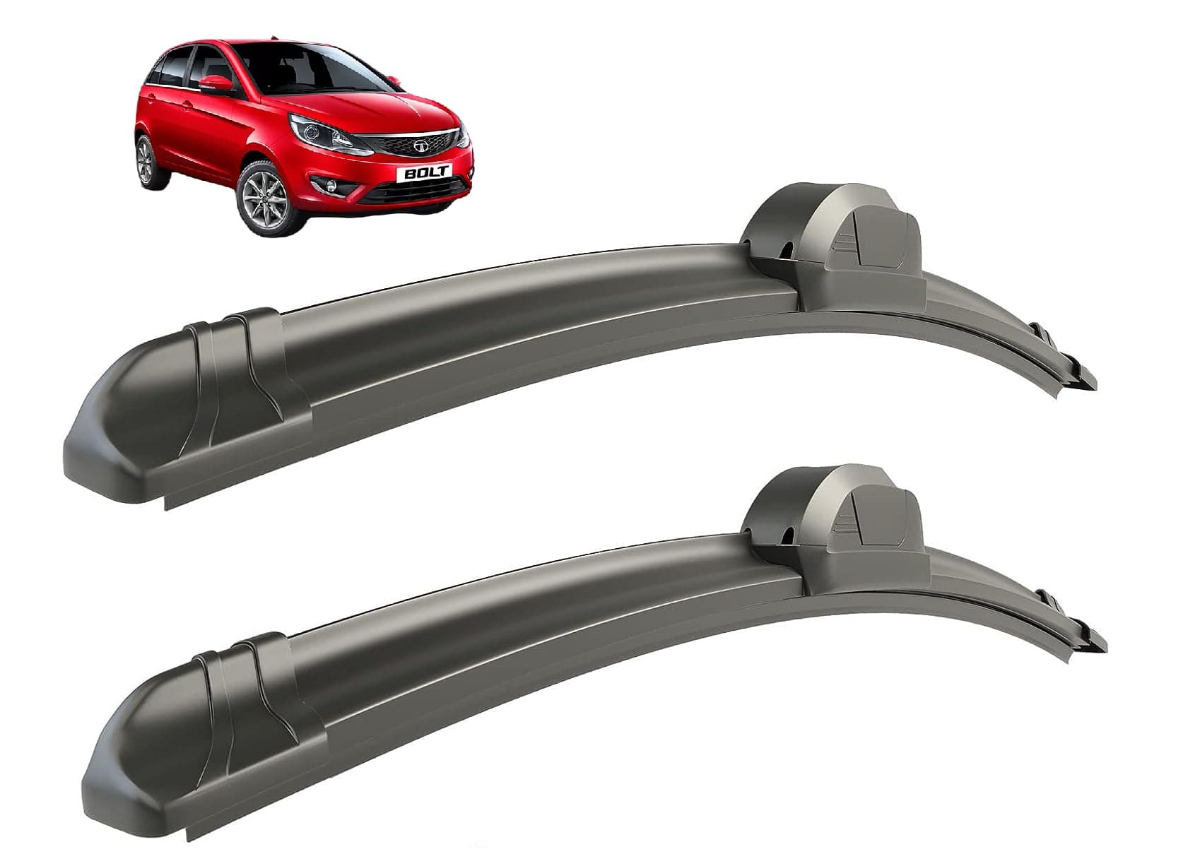 Windshield Car Wiper Blades Compatibility With TATA Bolt (Model : 2013-2018), Bolt Wiper Blades - Set of 2Pc (D-24,P-14)