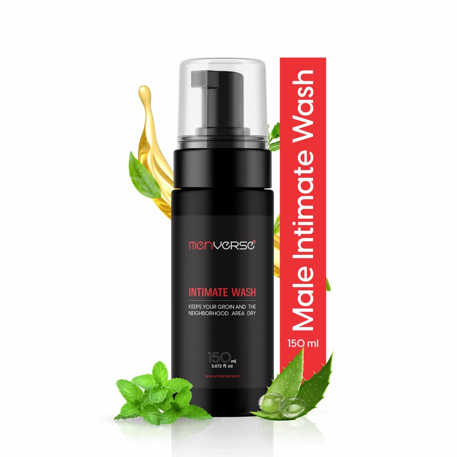 Intimate Wash for Men 150 ml | With Tea Tree Oil | pH Balanced Foaming Hygiene Wash | Anti Bacterial, Anti-Odour | Paraben Free & Sulfate Free