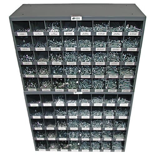 NEF Bolt Bin, Nut Bolt and Washer Assortment,Grade 5 Coarse USS Fasteners, Two 40 Hole Metal Storage Bins, Qty (2630)