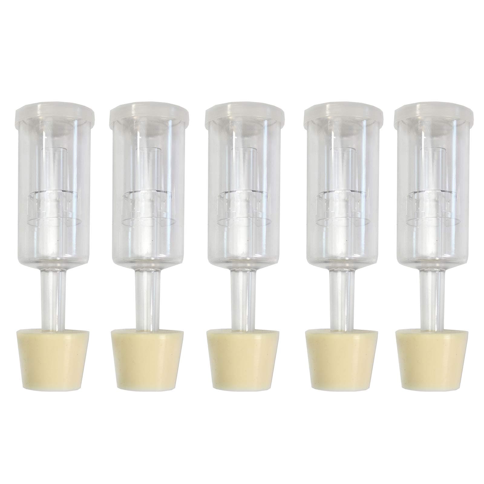 (5 Pack) Three-Piece Airlock and Drilled #6 Stopper Fermentation Beer Making Wine Making Kombucha Fits Gallon Jugs (5)