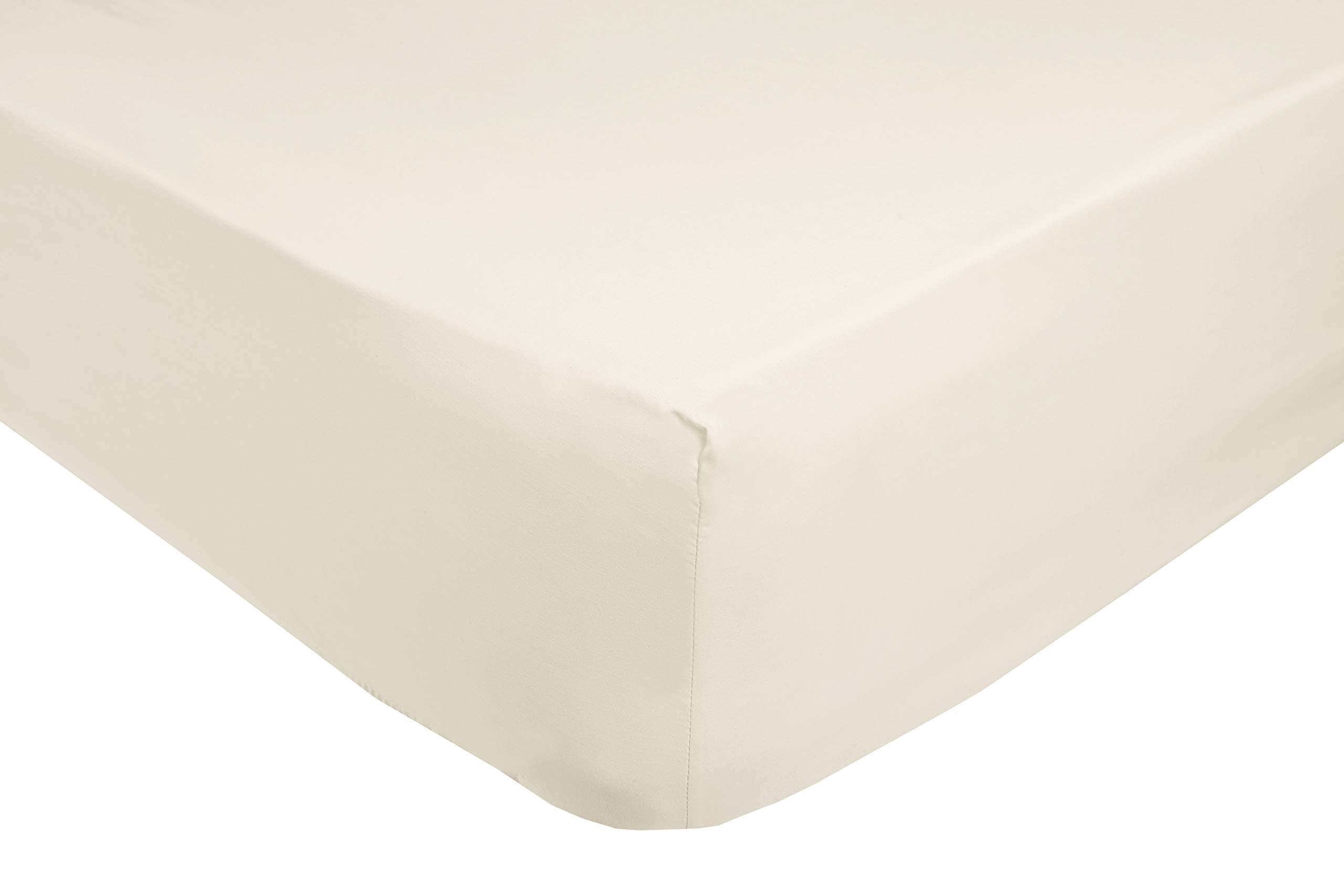 Hamilton McBride 68 Pick Polycotton Ivory 4ft Fitted Sheet (Pillowcases Sold Separately) - Size 122cm x 190cm (25cm Depth) Approximately