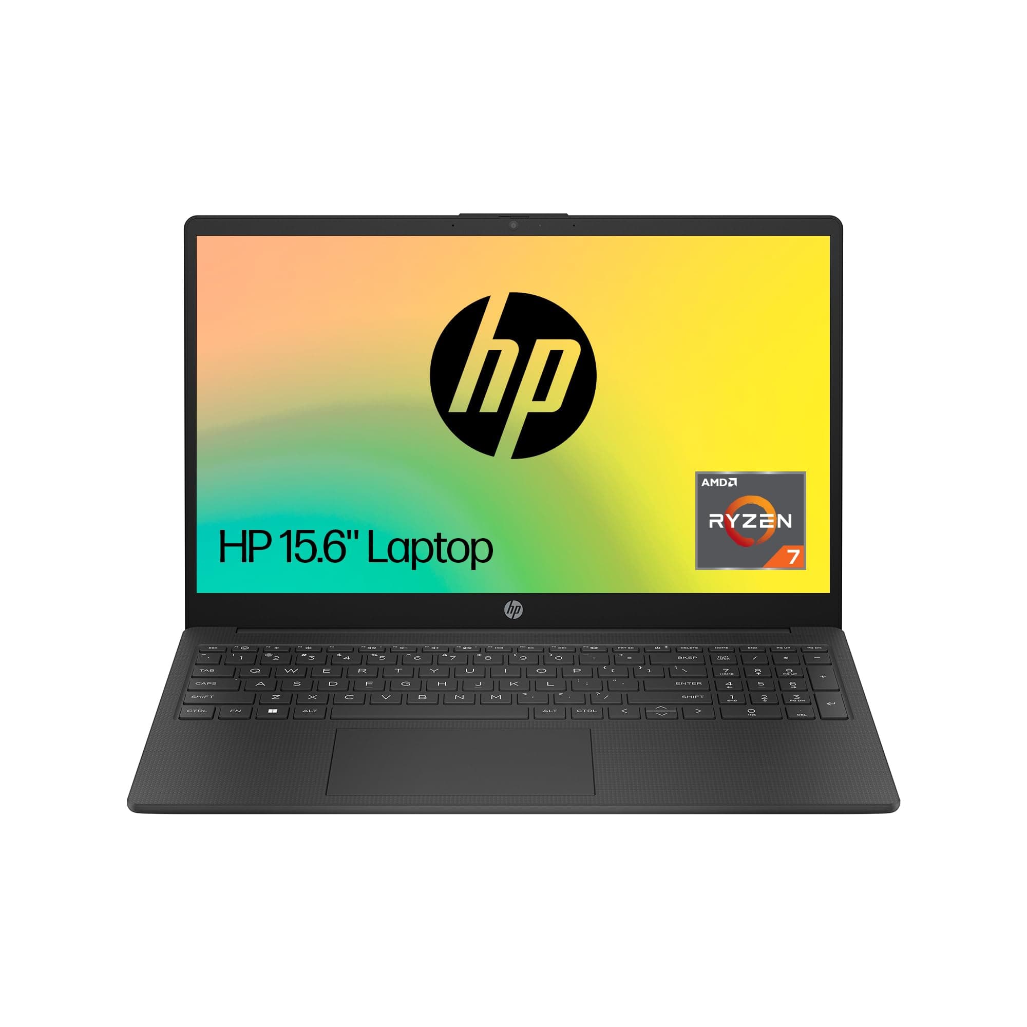 HP 15.6" Laptop, AMD Ryzen 7-7730U Processor, 8 GB RAM, 512 GB SSD, AMD Radeon Graphics, FHD Display, Up to 10hrs battery, Win 11, Dual Speakers, Jet Black, 15s-fq5021sa