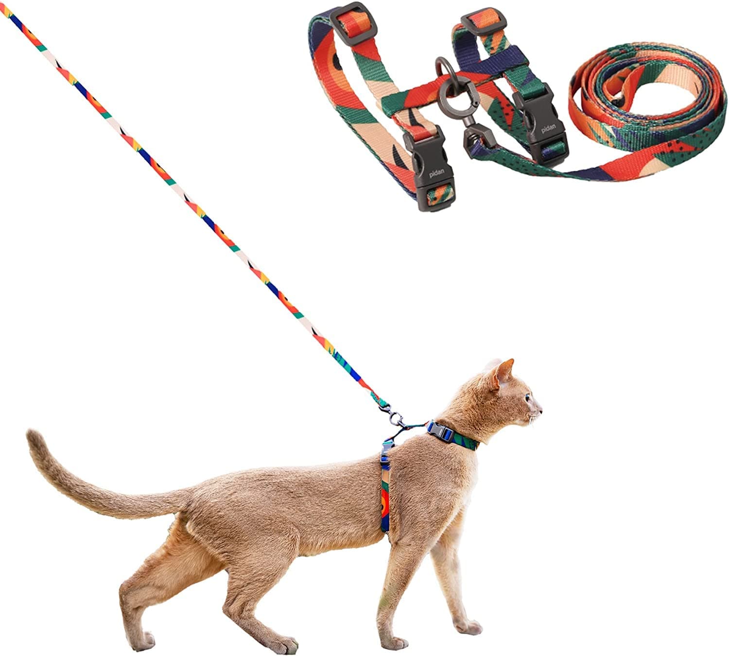 pidan Cat Harness and Leash Set, Cats Escape Proof - Adjustable Kitten Harness for Large Small Cats, Lightweight Soft Walking Travel Petsafe Harness((Multicolor)