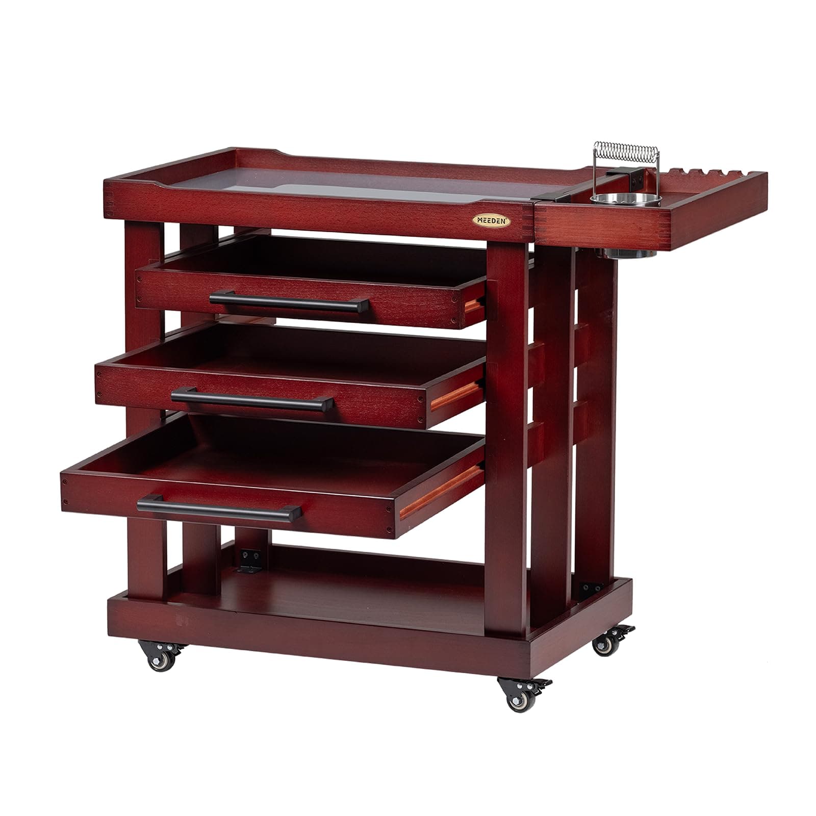 Art Supply Storage Cart, 5 Tier Solid Beech Wood Utility Rolling Cart with 3 Drawers, Craft Orgnizer on 4 Wheels