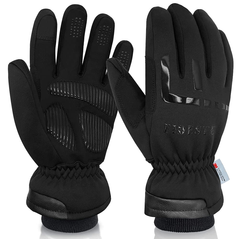 40℉ Waterproof Winter Thermal Gloves - 3M Thinsulate Windproof Touch Screen Warm Gloves - for Driving Motorcycle,Cycling,Running,Outdoor Sports - for Women and Men - Black
