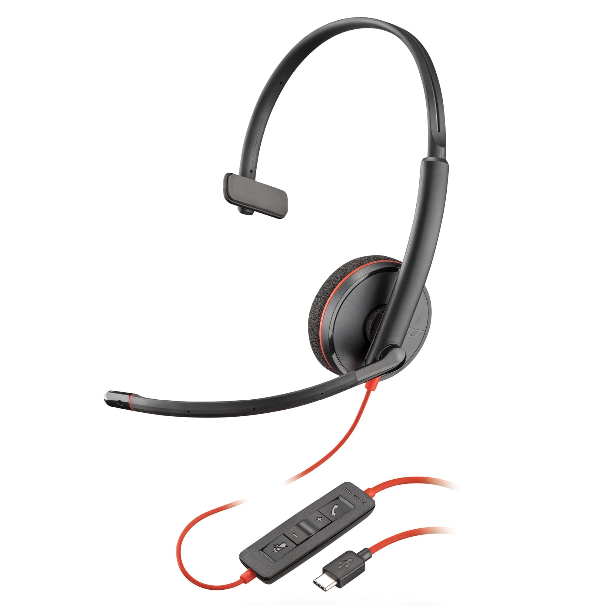 Blackwire 3210 Wired Headset (Plantronics) - Noise-Canceling Mic - Single-Ear Design - Connect to PC/Mac via USB-C or USB-A - Works w/Teams, Zoom - Amazon Exclusive