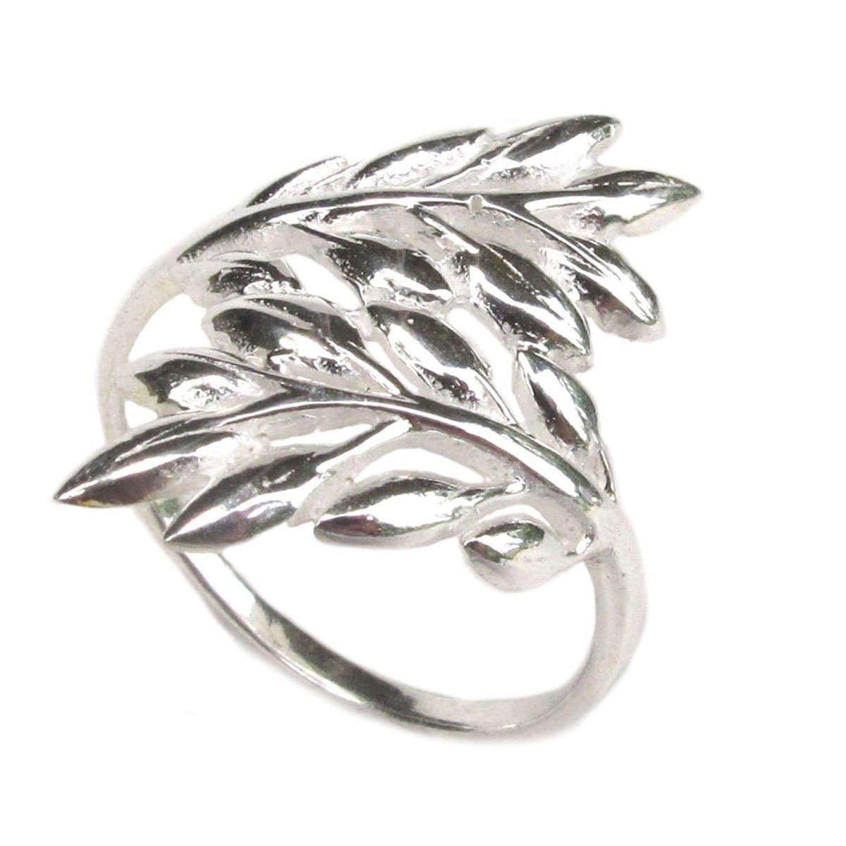 Lovely Leaf Ring White 925 Sterling Silver Size 8 - P