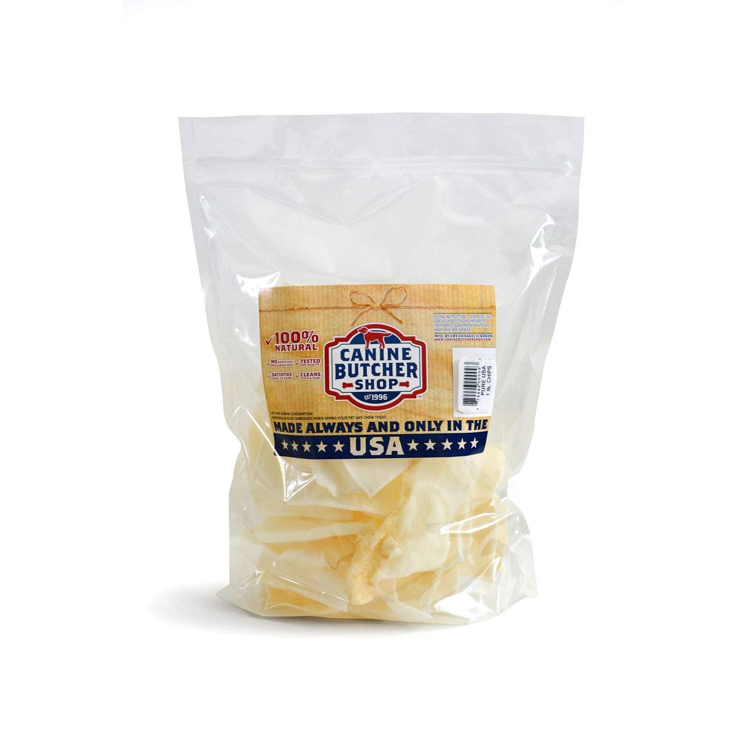 Beef Rawhide Chips for Dogs, Single-Ingredient USA Rawhide Chews (1 lb), All-Natural Collagen, Born, Raised and Made in USA