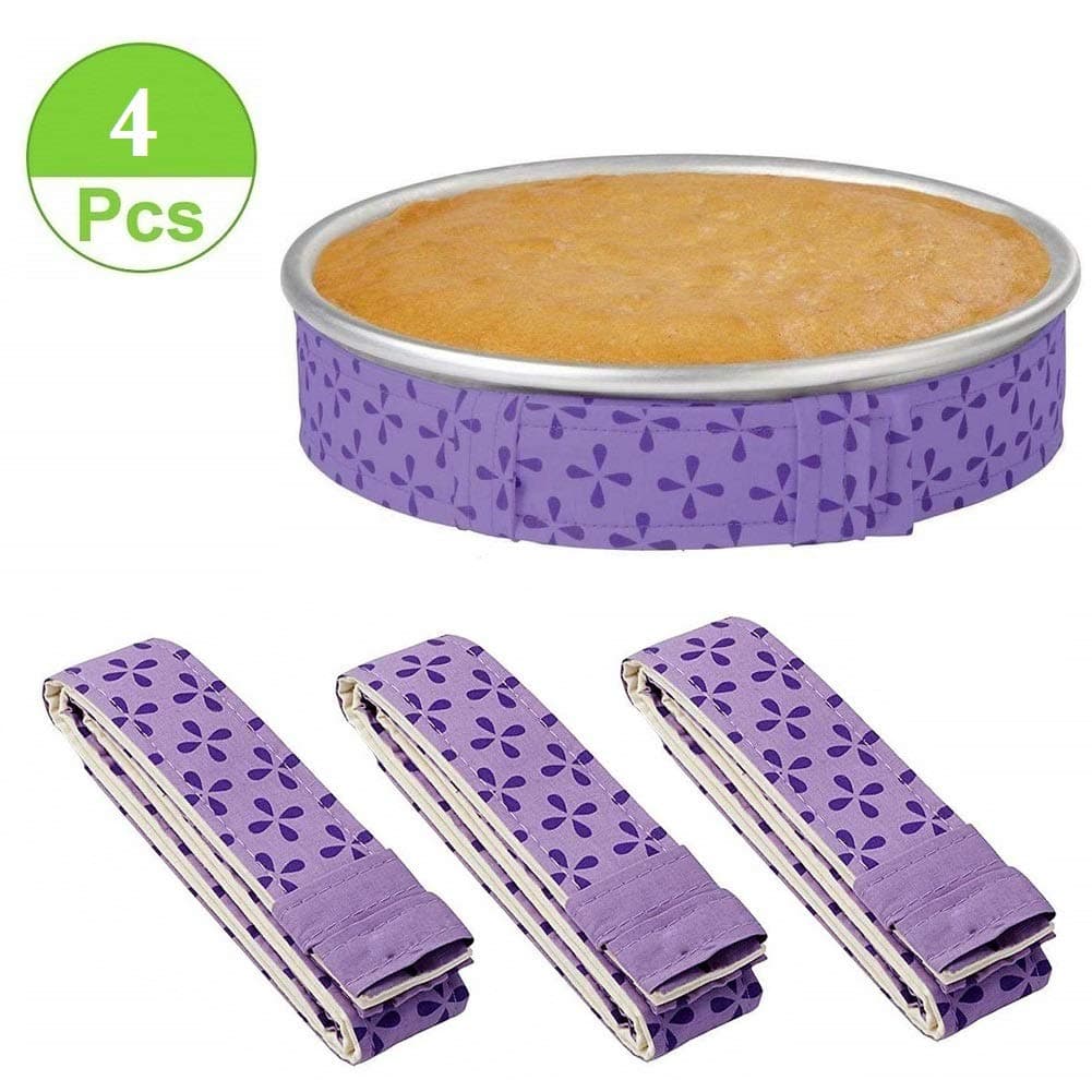 Mity rain4-Piece Cake Pan Dampen Strips, Super Absorbent Thick Cotton Strips for Baking, Cake Leveler and Baking Supplies