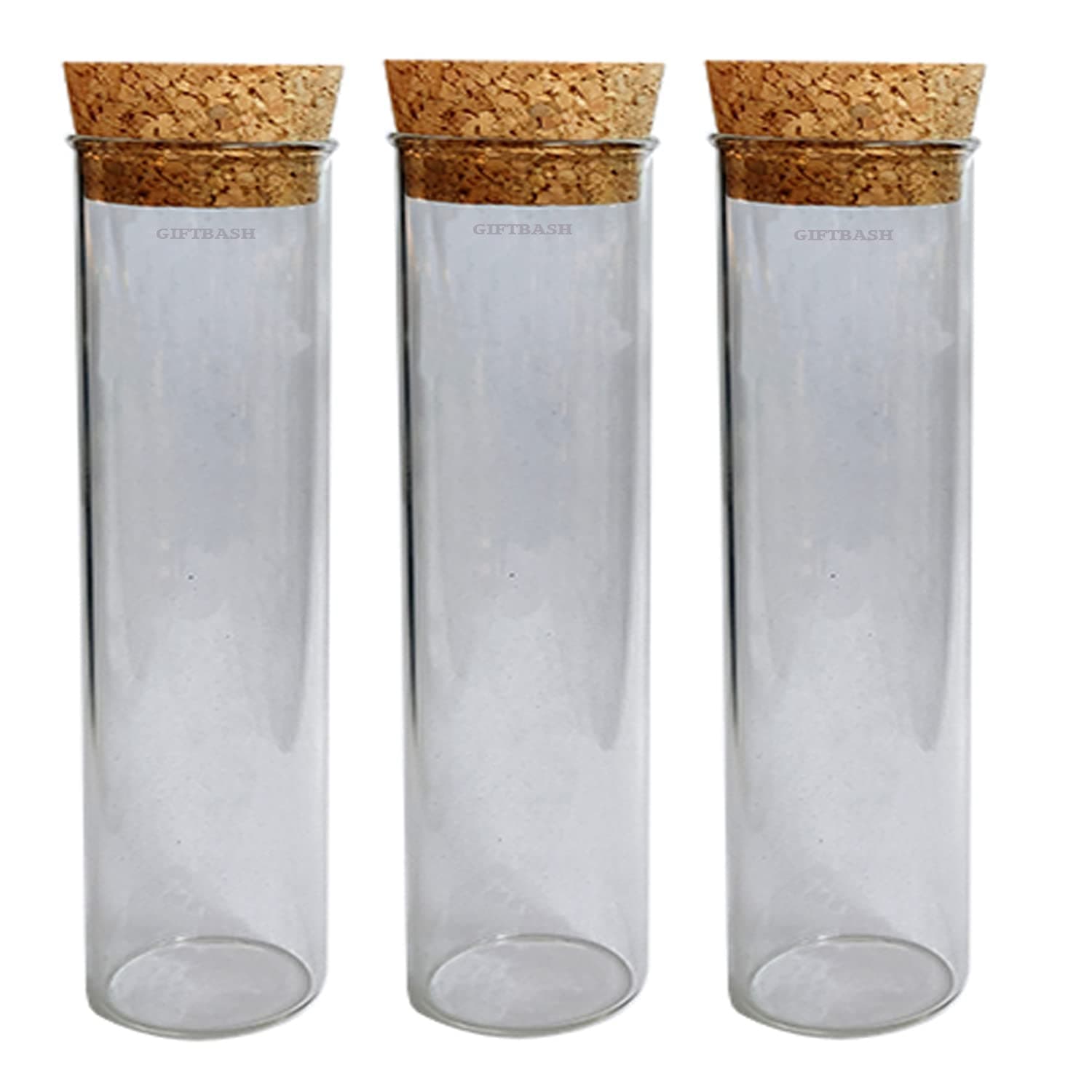 Round Shape Borosilicate Glass Test Tubes with cork Lid, Set of 5Pcs, 200ml Each, Transparent | Useful for fancy Gift boxes and hampers | Jars for Tea Packaging | | Jars for Coffee Packaging | Kitchen Organizer | Multipurpose Tube Jars
