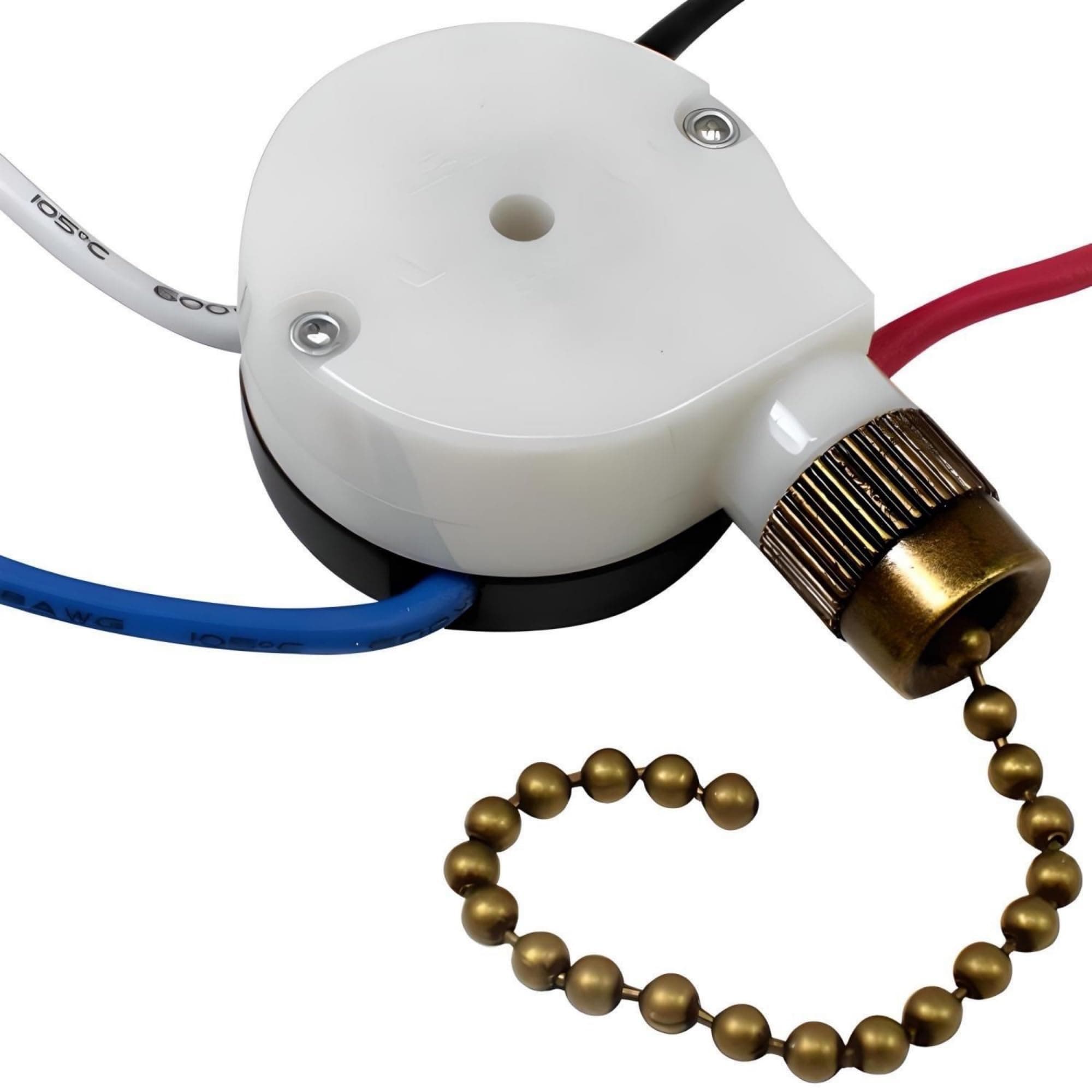 CeilingFanSwitchZing Ear ZE-208S 3 Speed 3 Way 4 Wire Rotary Speed Control Pull Chain Switch For Ceiling Fans - Antique Brass