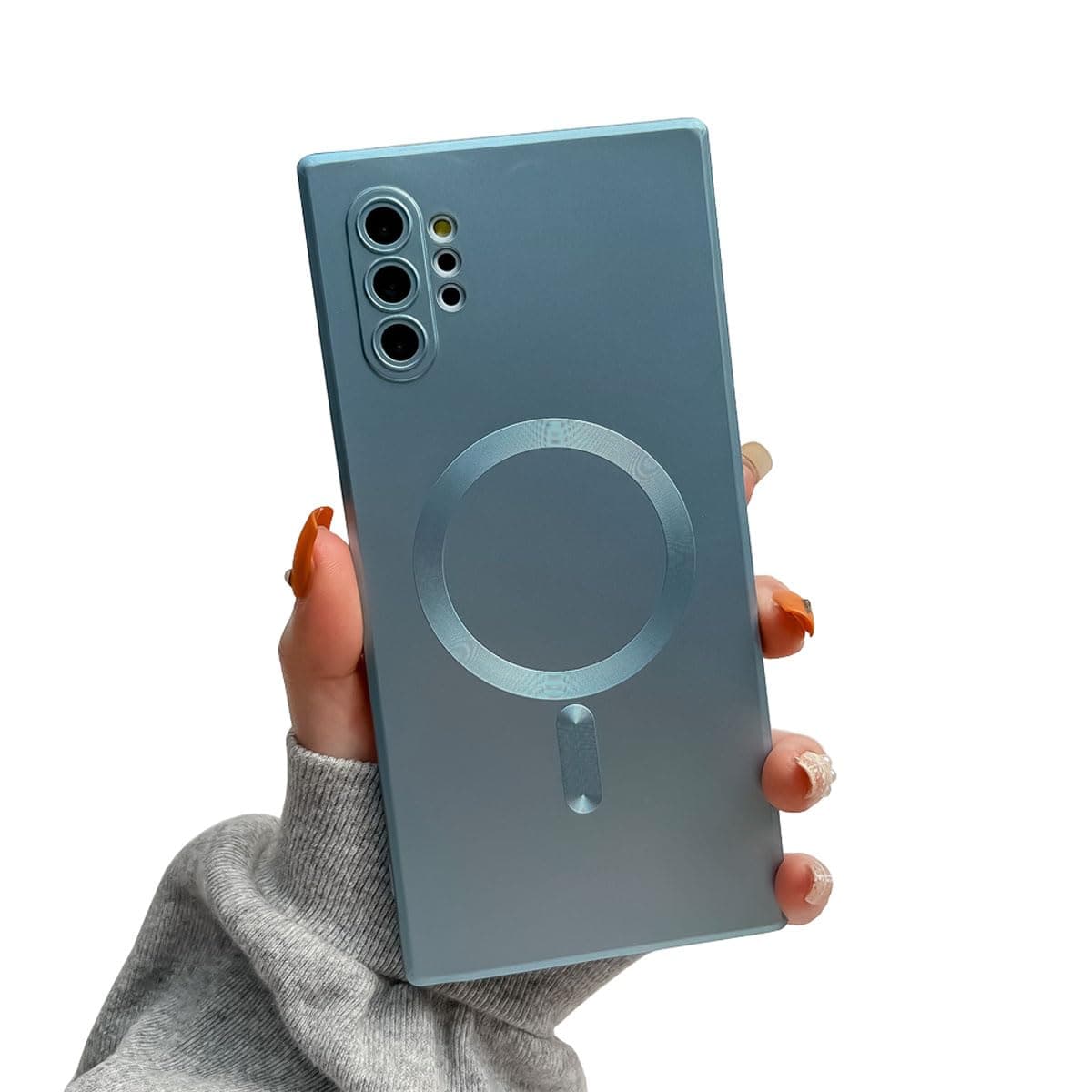 Doowear Galaxy Note 10+Plus Case Magnetic [Support Magsafe Charger] Wireless Anti-Scratch Shockproof Full Camera Protection Silicone Phone Cover Case for Samsung Galaxy Note 10 Plus 6.8"-Blue