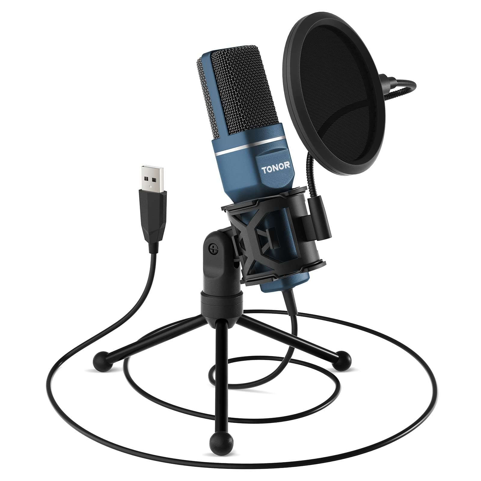 TONOR USB Cardioid Condenser Microphone for PC Microphone with Tripod and Anti-Pop Filter for Voice Recording and Musical, Podcasting, Streaming, Gaming for Windows Laptop
