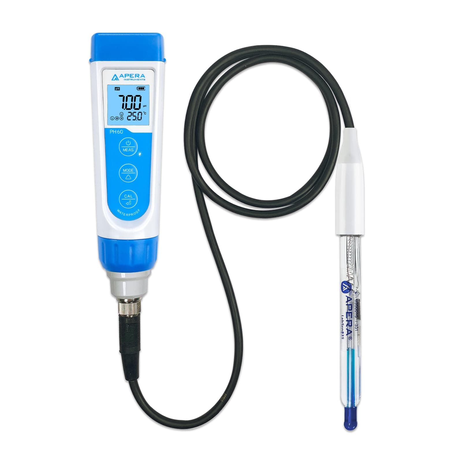 Apera Instruments PH60-HF Handheld pH Meter Tester Kit with LabSen 835 ATC pH Electrode for Lab-Grade pH Measurement in Liquids Containing Strong Acid or Hydrofluoric Acid