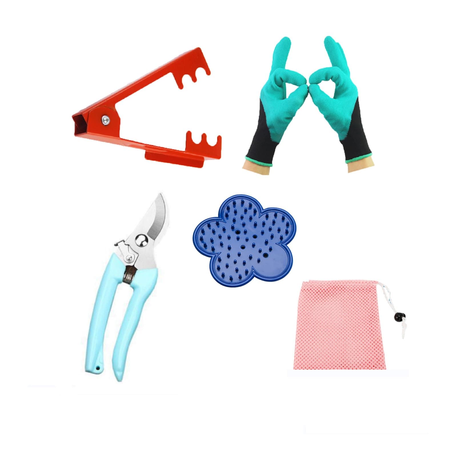Flower Rose Thorn Remover Leaf Stripper Stripping Tool Rose Burrs Pliers Kit with Scissors, Glove for Garden、Floral Making (Red)