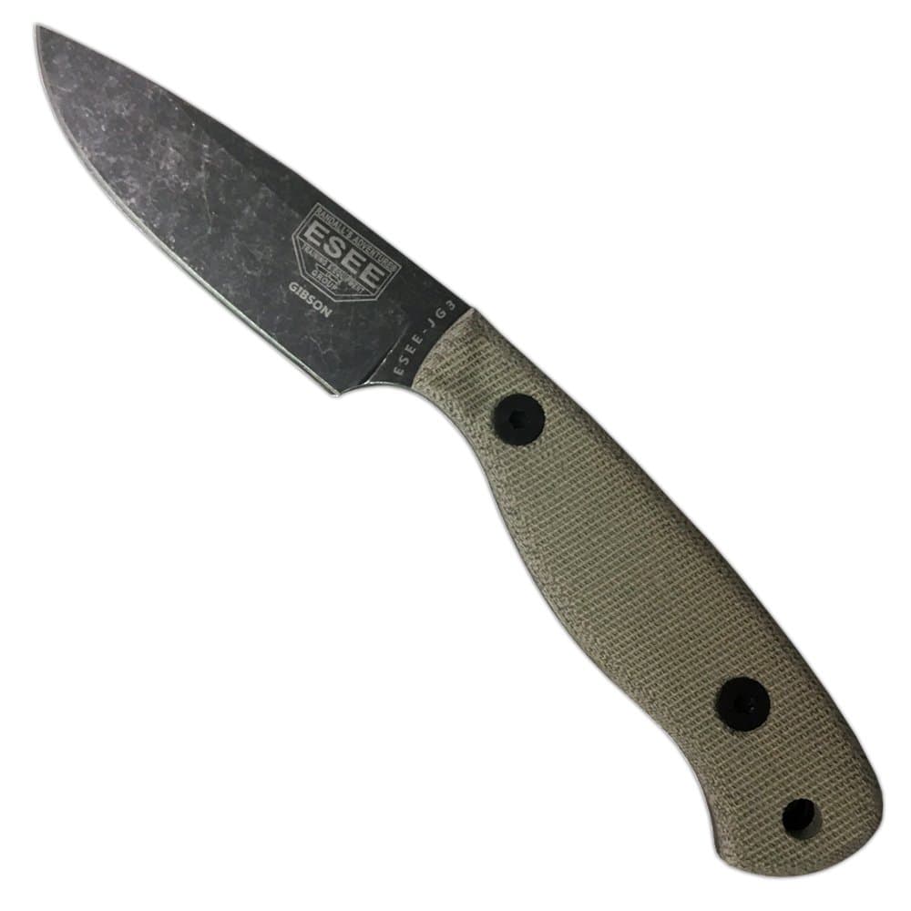 ESEE Camp-Lore JG3 Black Oxide Fixed Blade w/Dark Tan Sheath - ESEE-JG3-BO