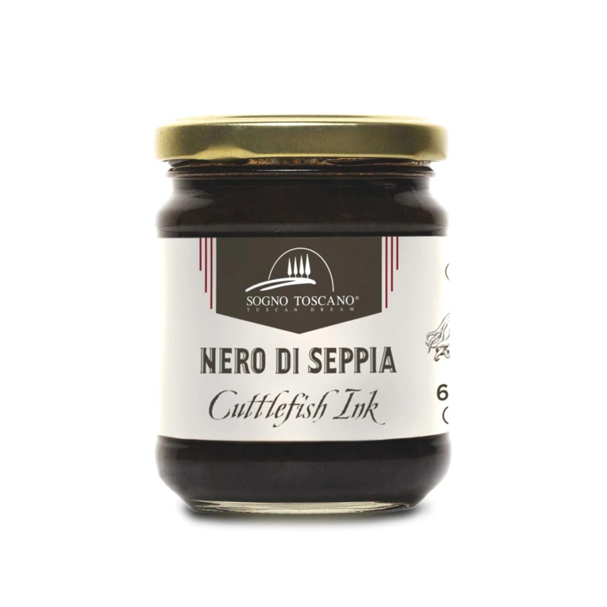 Sogno Toscano BLACK SQUID INK, Cuttlefish Squid Ink, Imported from Italy - NERO DI SEPPIA - Food Coloring Tinta de Calamar - 6.3 OZ / 180 GR