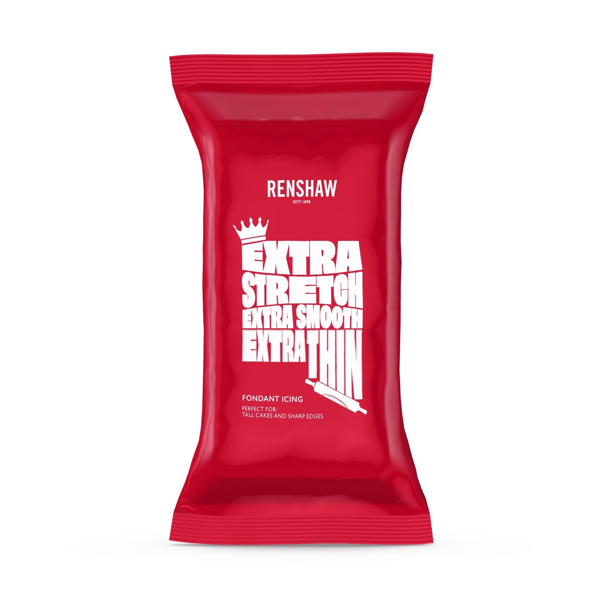 Renshaw White Extra Stretch, Smooth & Thin Fondant Icing, 1 kg (Pack of 1) - Ready to Roll Icing for Cakes