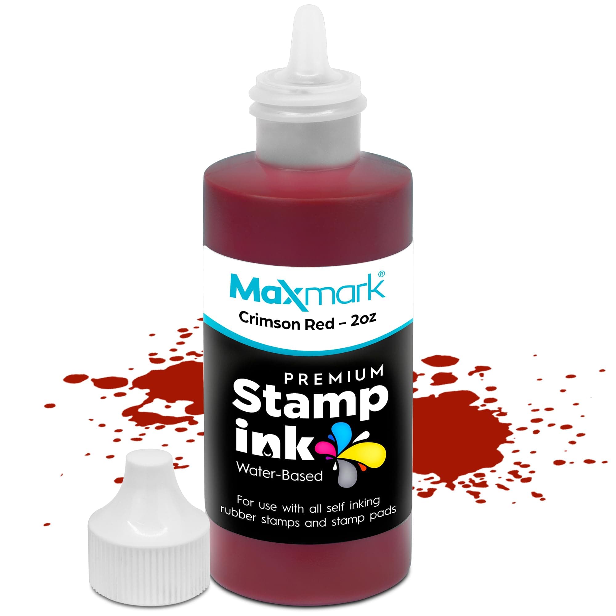 MaxMark Premium Refill Ink for self Inking Stamps and Stamp Pads, Crimson Red Color - 2 oz.