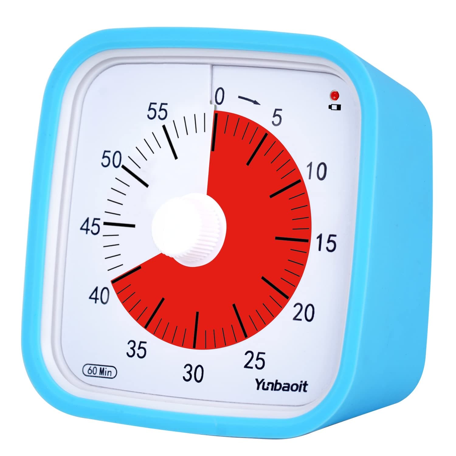 Yunbaoit Visual Timer with Protective Case, Upgraded 60 Minute Countdown Timer for Kids and Adults with Low Battery Reminder, Silent Time Management Tool (Blue)