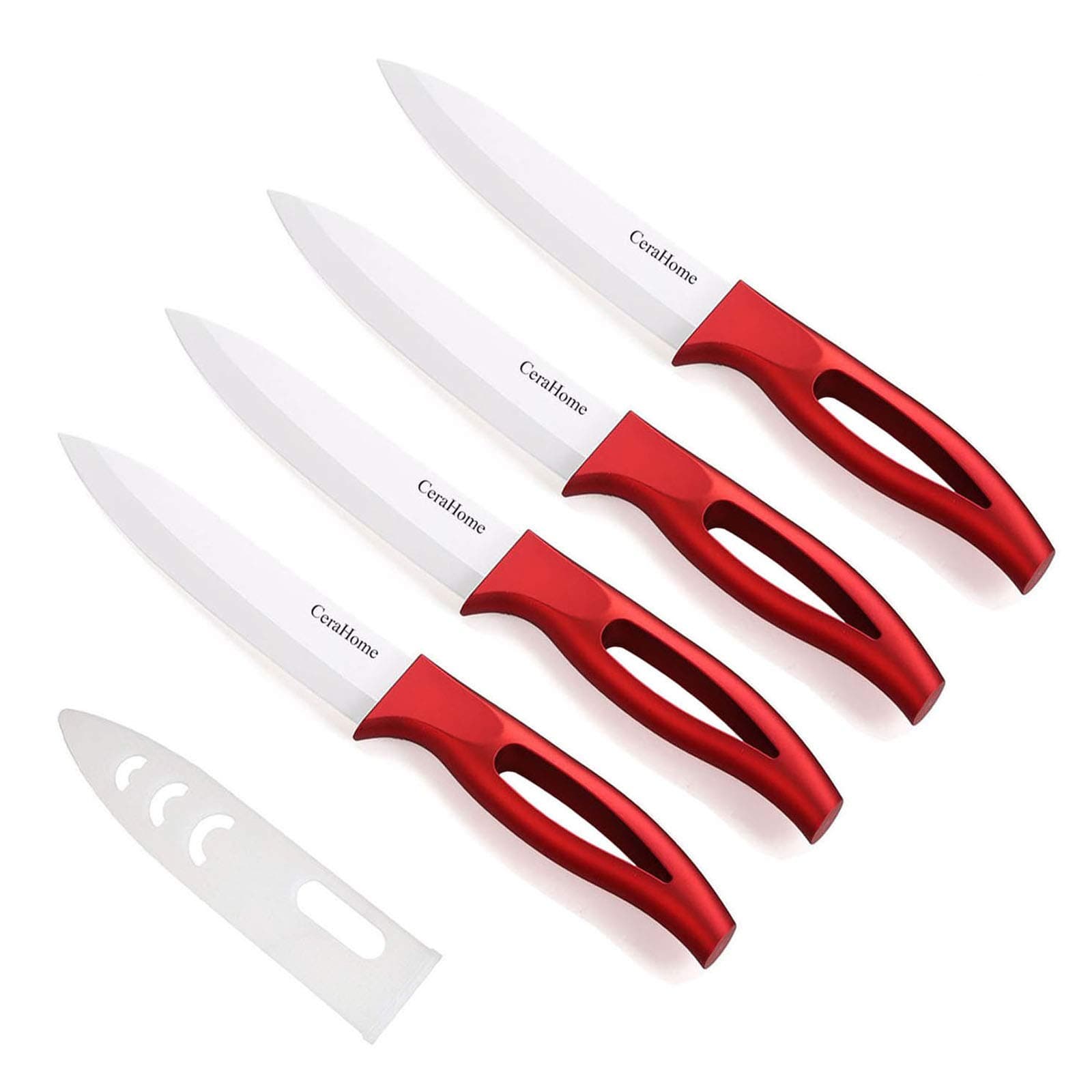 Ceramic knife, Ceramic kitchen Knife Set with Sheath Super Sharp Kitchen Knives 5inch Fruit Knife(Red)
